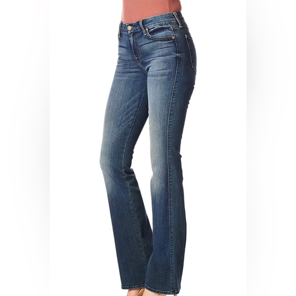 7 for all Mankind “A” Pocket Mid Rise Boot Cut Jeans with embellished Pocket 28T - Picture 14 of 15